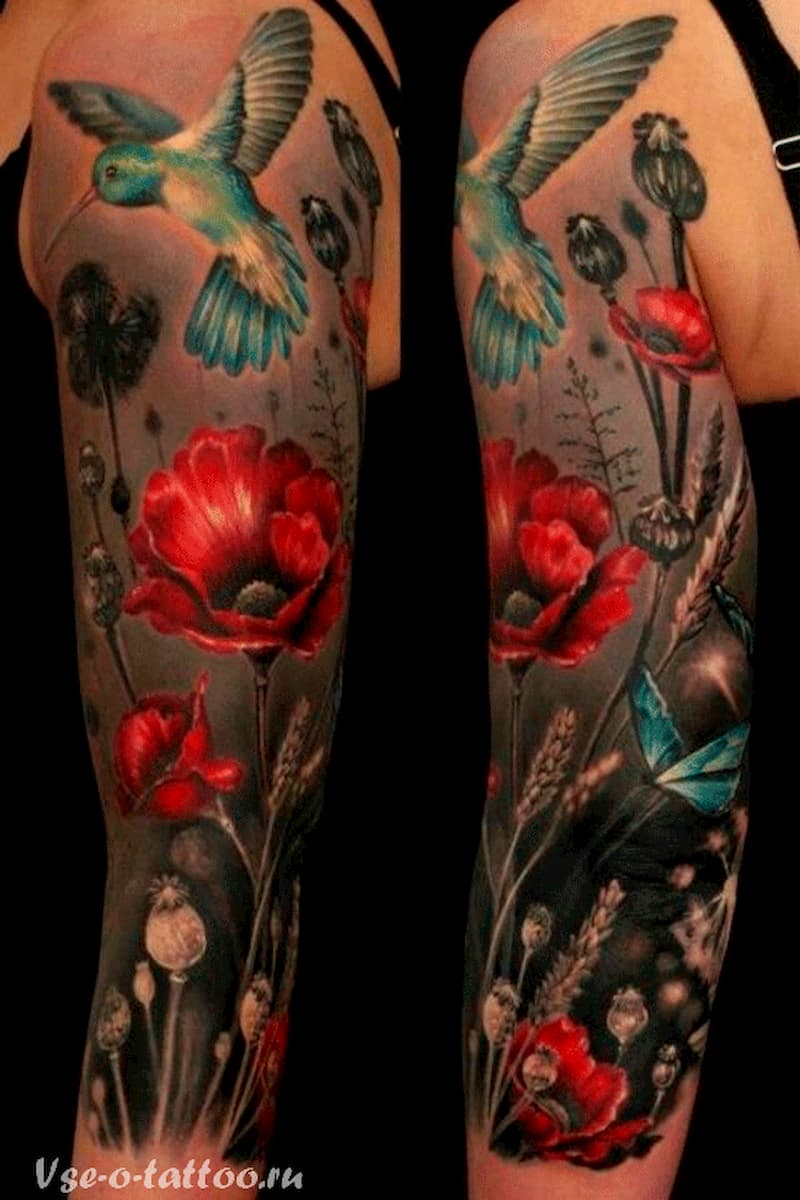 Tatuajes de amapolas en el brazo